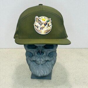 UV Printed Leatherette Patch Flying Ducks - Richardson Outdoor Men's Hat - Green